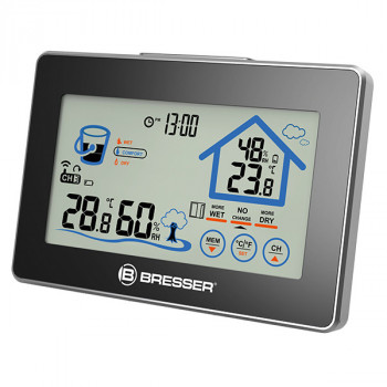 Термометр-гигрометр Bresser Funk (Touchscreen) - сенс. диспл,. прогноз уровня комфорта, внеш. датчик, min/max
