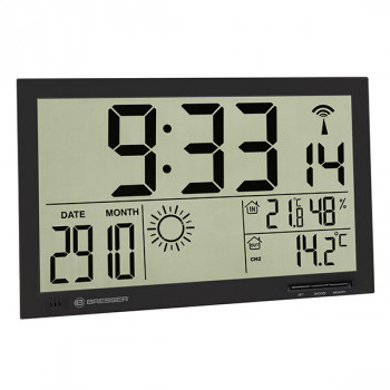 Метеостанция - часы с будильником настольная Bresser MyTime Jumbo LCD Black (Германия)